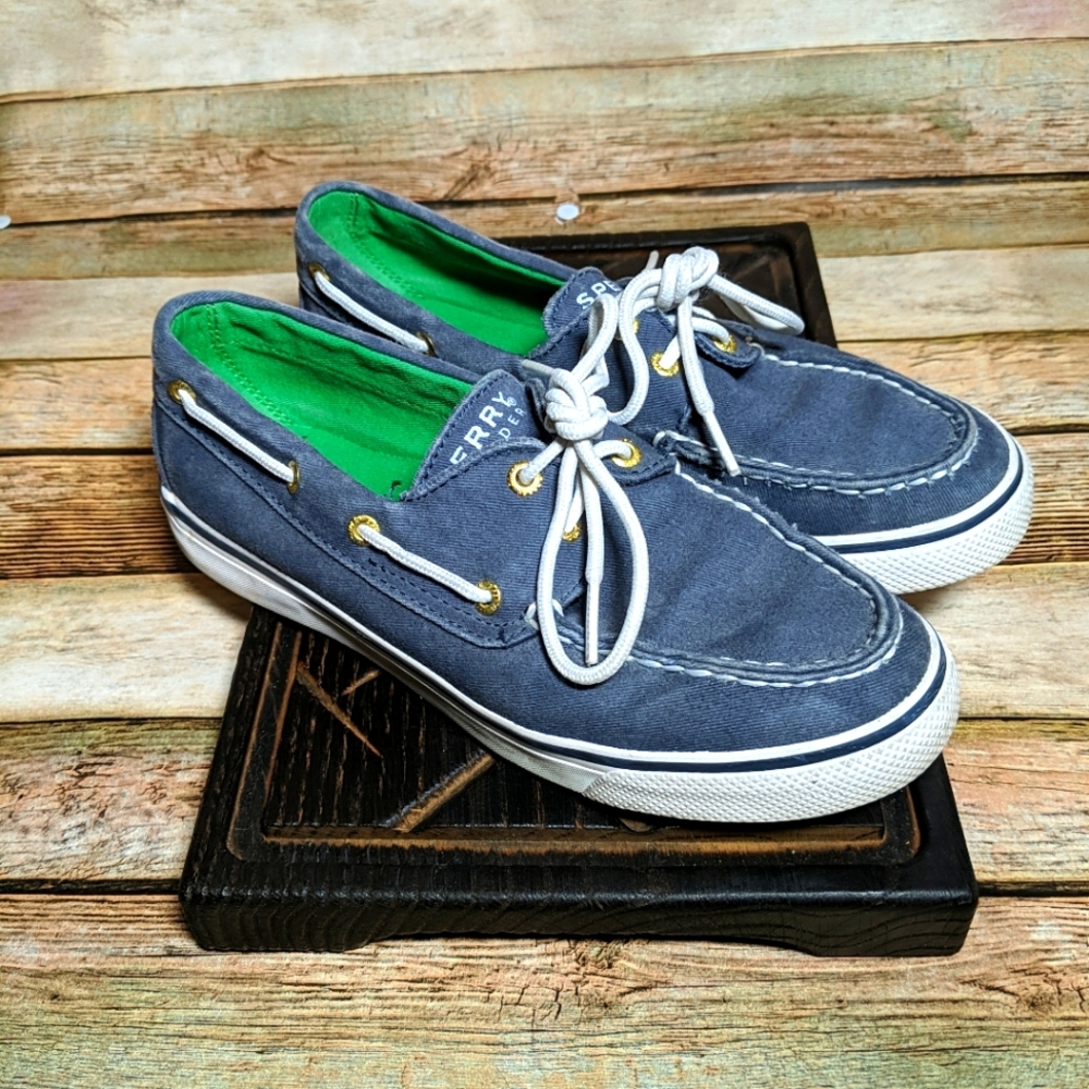 Sperry Top Sider WOMENS Blue & White Sides  Boat Shoes Lace  SZ 6M  9771551